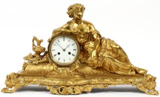 Appraisal: LOUIS XVI STYLE D'ORE BRONZE FIGURAL MANTEL CLOCK FRENCH BRASS