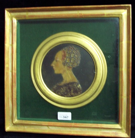 Appraisal: A Regency circular wax bust of a lady her hair