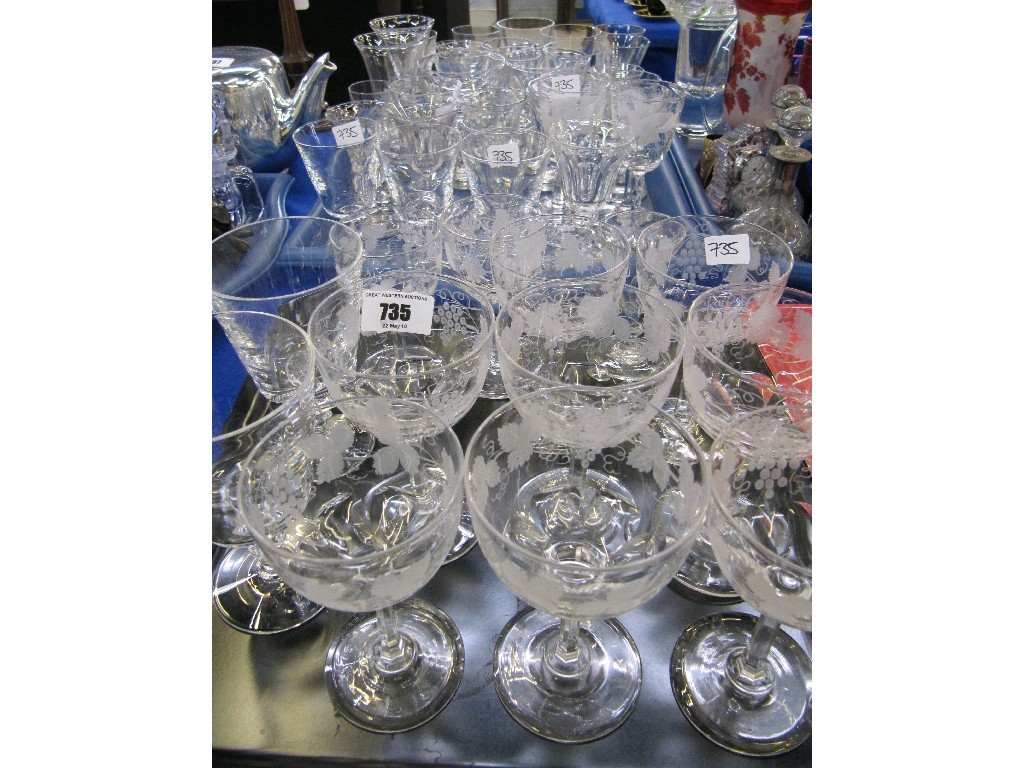 Appraisal: Lot comprising two trays of assorted drinking glasses etc