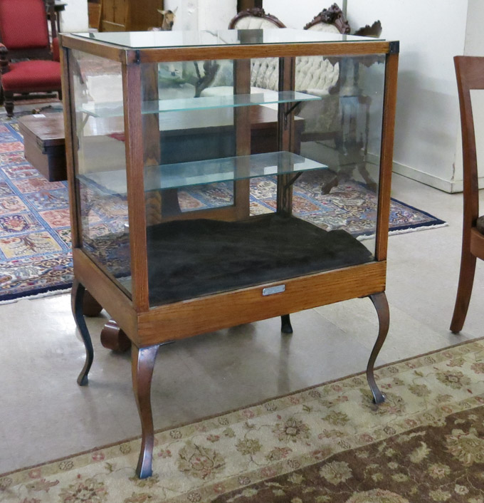 Appraisal: SMALL OAK AND GLASS HABERDASHER DISPLAY CASE Ideal Show Case