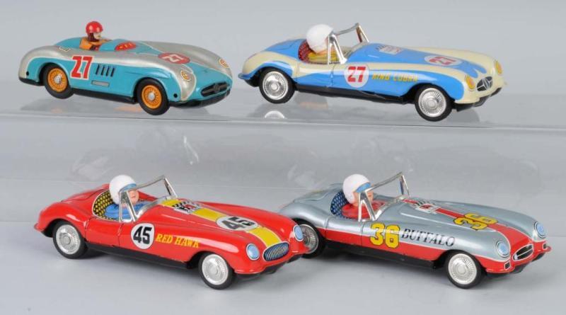 Appraisal: Lot of Tin Race Car Friction Toys Description Japanese Working