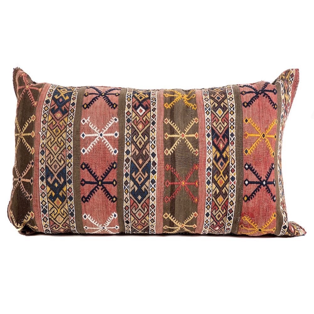 Appraisal: Turkish Kilim Pillow x in hand woven on both sides