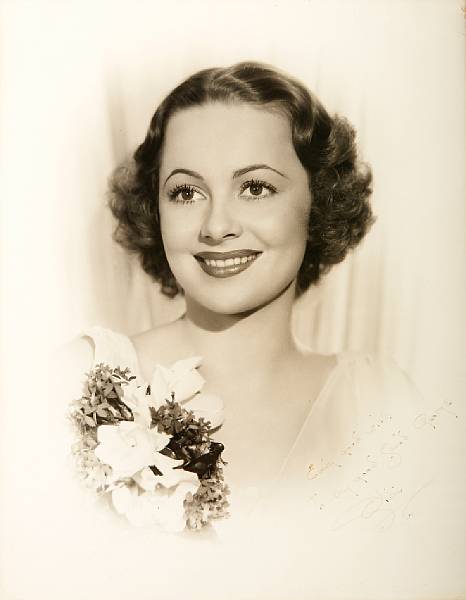 Appraisal: An Olivia de Havilland signed black and white photograph by