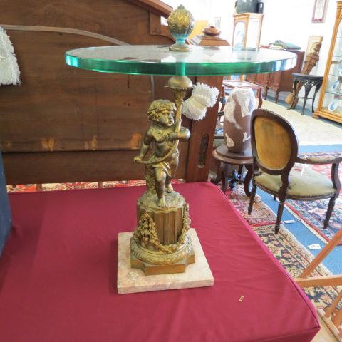 Appraisal: Pair of French Bronze Marble Glass Tpo Tables converted from