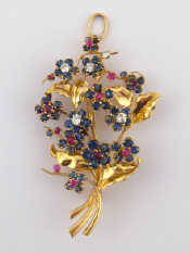 Appraisal: Mauboussin A fine carat gold ruby diamond and sapphire floral