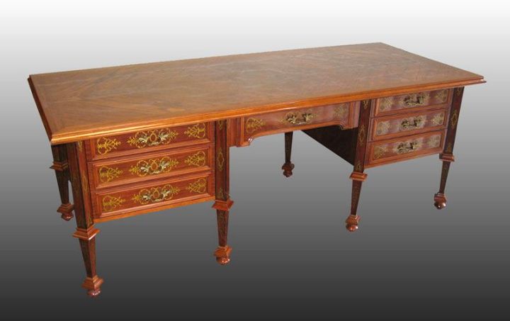 Appraisal: CUSTOM ITALIAN BOULLE INLAY EXECUTIVE DESK High gloss lacquer finish