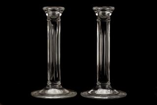 Appraisal: Pair of Tiffany Co Fluted Crystal Candlesticks Tiffany Co American