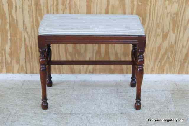 Appraisal: Vintage Mahogany Piano Stool w Ticking FabricFrom the estate is