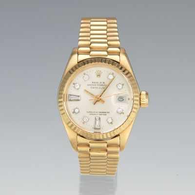 Appraisal: A Ladies' Rolex Oyster Perpetual k Gold and Diamond Watch