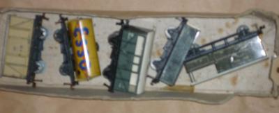 Appraisal: Five Hornby Dublo goods trucks comprising S R meat van