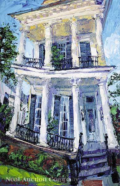 Appraisal: James Michalopoulos American New Orleans b L'Autre Maison Blanche oil