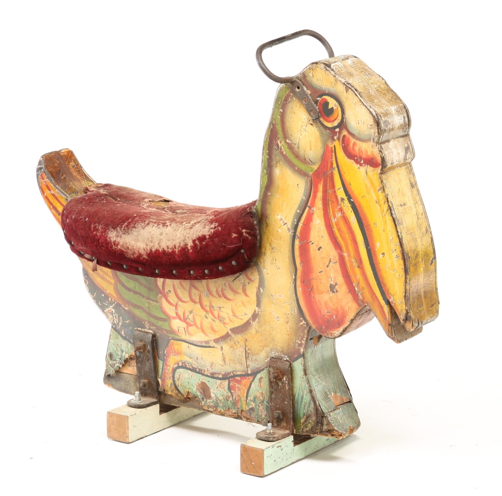 Appraisal: AMERICAN CAROUSEL PELICAN Early th century Laminate wood cut out