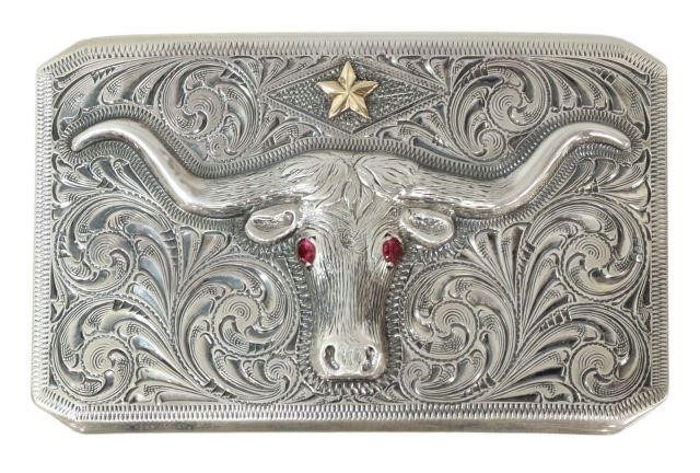 Appraisal: Western sterling silver trophy belt buckle Ahmad N Khan for