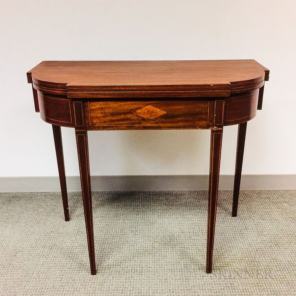 Appraisal: Federal-style Inlaid Mahogany Card Table Federal-style Inlaid Mahogany Card Table