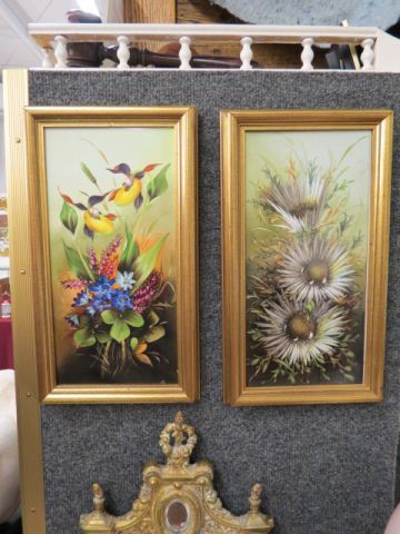 Appraisal: Pair of Painting on Porcelain Plaques florals artist signed each