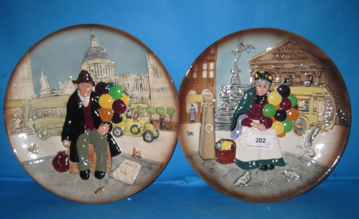 Appraisal: Royal Doulton embossed plates The Old Balloon Seller D seconds