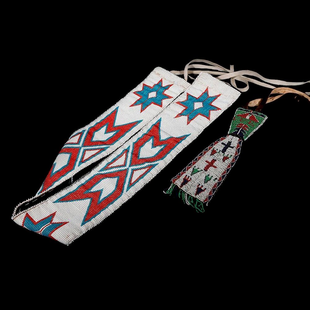 Appraisal: Two Plains beaded items a Sioux necktie c turn of