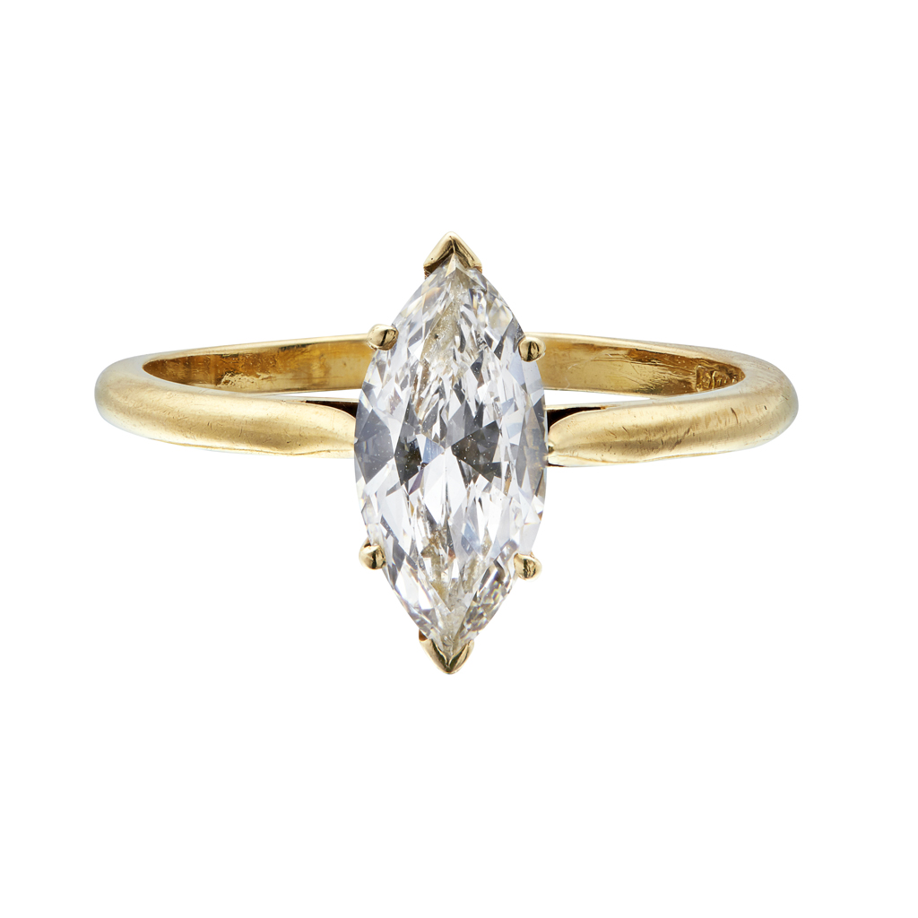 Appraisal: A marquise diamond set ring claw set with a single