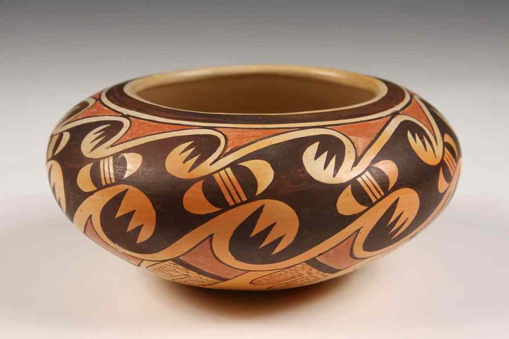 Appraisal: NATIVE AMERICAN POTTERY - Low Rolled Rim Bowl with Polychrome