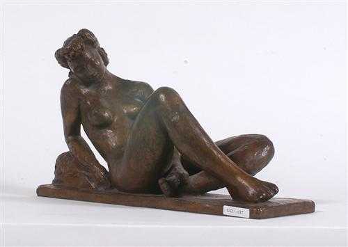 Appraisal: RUPP WALTER - Reclining woman Bronze with black patina Signed