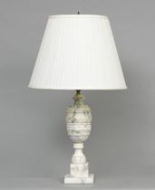 Appraisal: White Marble Lamp ca th Century Medium table lamp made