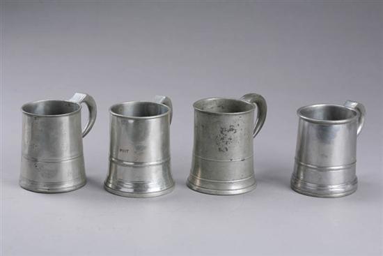 Appraisal: FOUR PEWTER MEASURES Three are English with GIV marks one