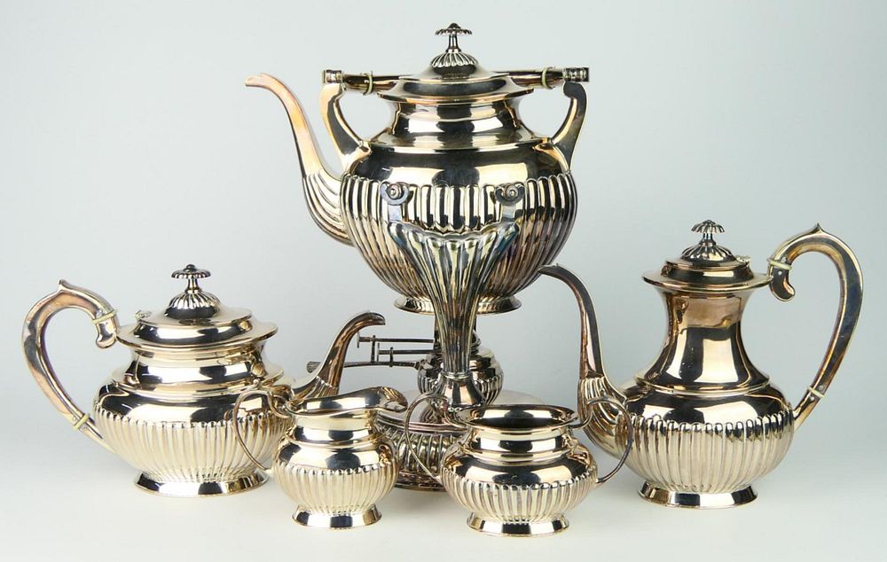 Appraisal: RUSSIAN ANTIQUE SILVER PIECE TEA SET RARE Bears the Zolotnik