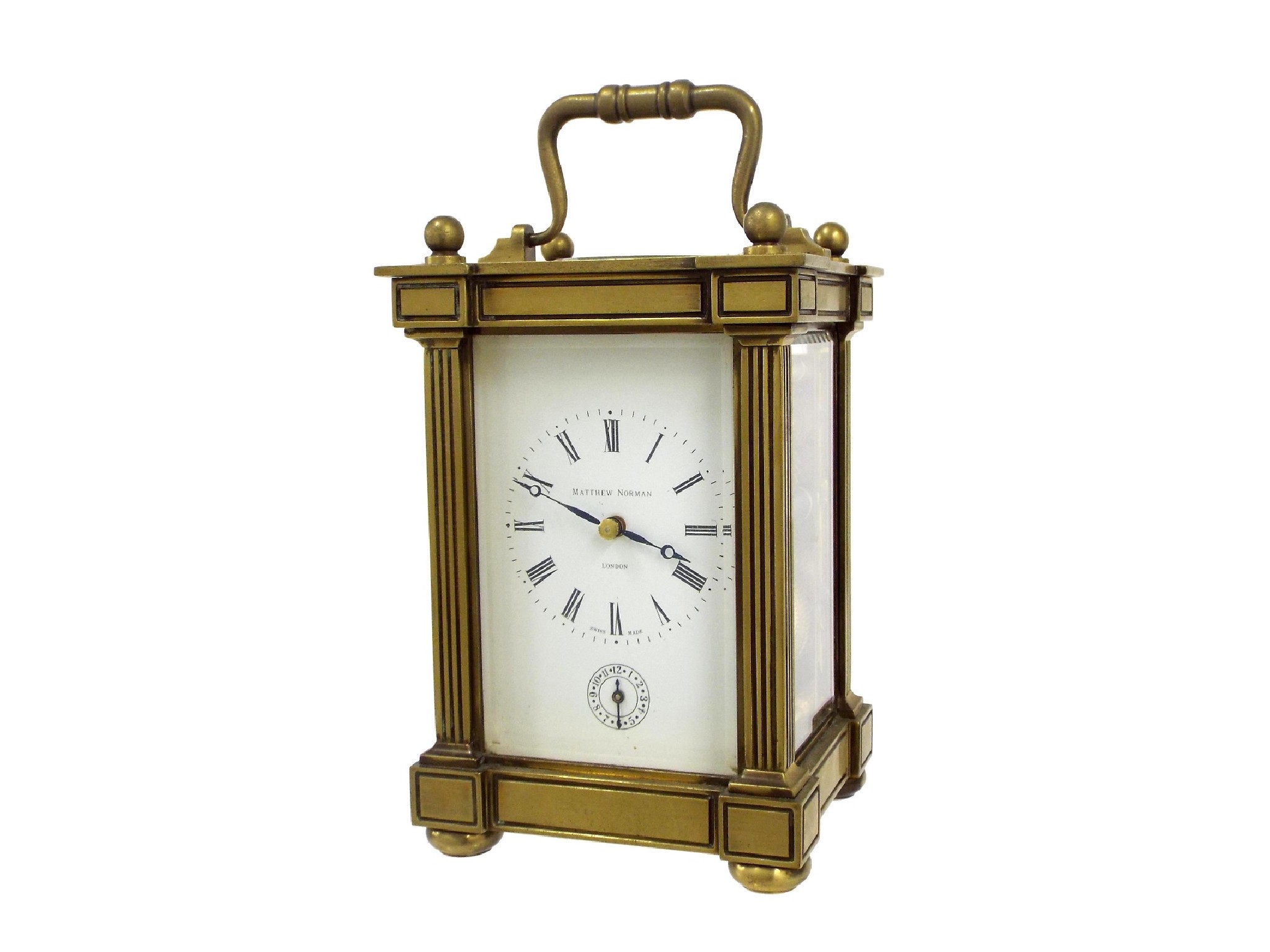 Appraisal: Large carriage clock with alarm striking on a gong the