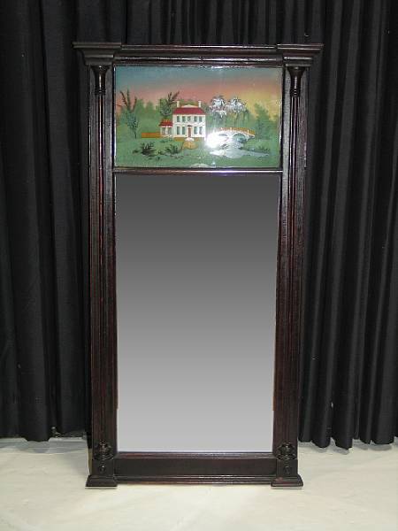 Appraisal: A Federal mahogany eglomise mirror early th century height in