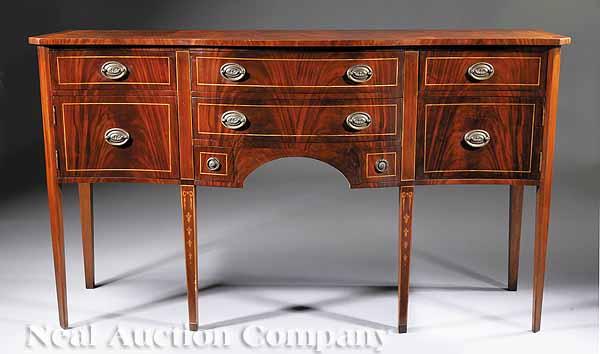 Appraisal: An Antique George III-Style Inlaid Mahogany Sideboard early th c