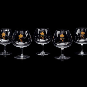 Appraisal: Five Baccarat Napoleon Brandy Snifters th Century each with Baccarat