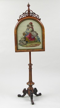 Appraisal: An Fine Needlepoint Pole Screen ca The screen with a