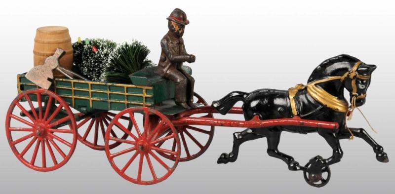 Appraisal: Cast Iron Hubley Horse-Drawn Express Wagon Toy Description Pulled by