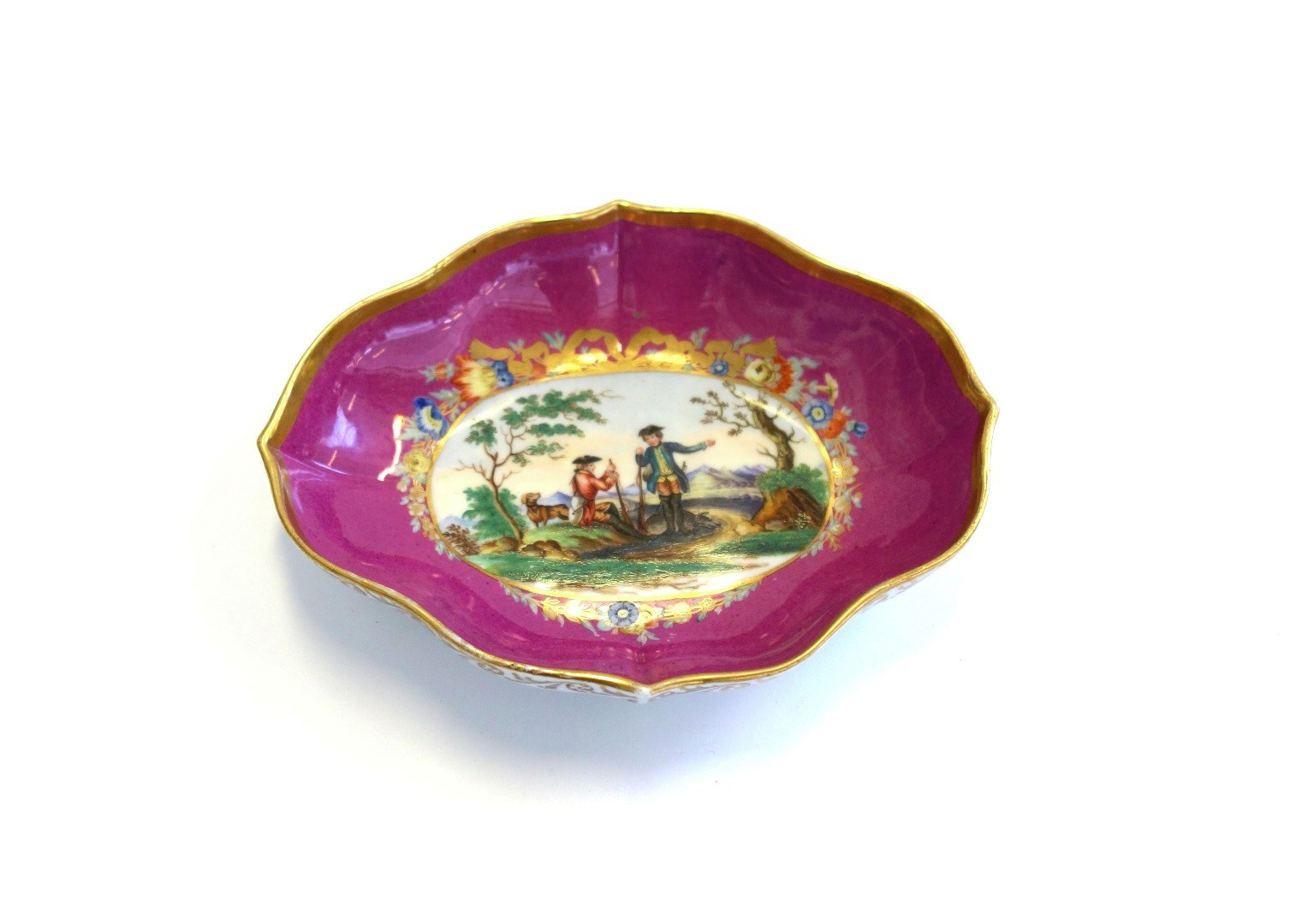 Appraisal: A Meissen porcelain dish th century decorated with a gentleman