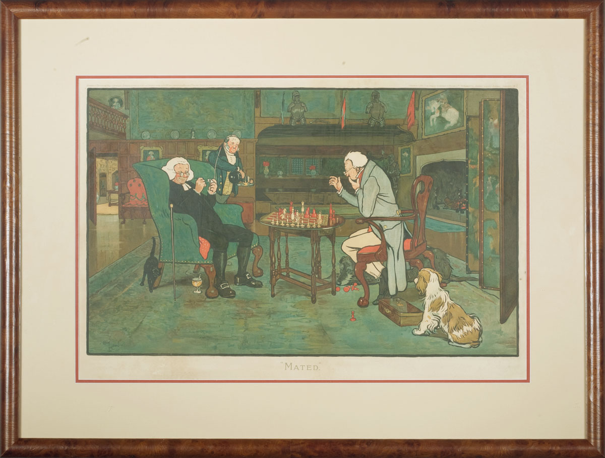 Appraisal: TWO CECIL ALDIN PRINTS quot THE CHESS GAME MATED quot