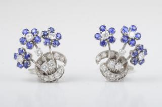 Appraisal: Platinum Diamond Sapphire Earrings Platinum diamond sapphire ear clips there