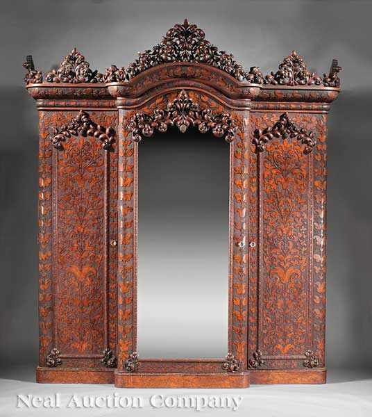 Appraisal: A Fine British Rococo Revival Incised and Burl Walnut Bedroom