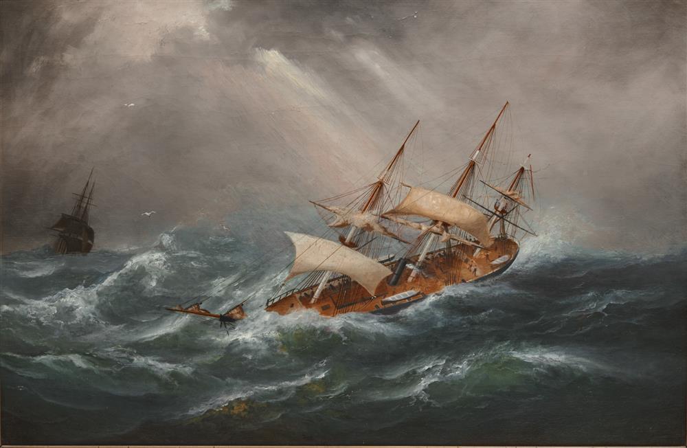 Appraisal: CLIFTON A HACKER American - Ship in Rough Seas oil