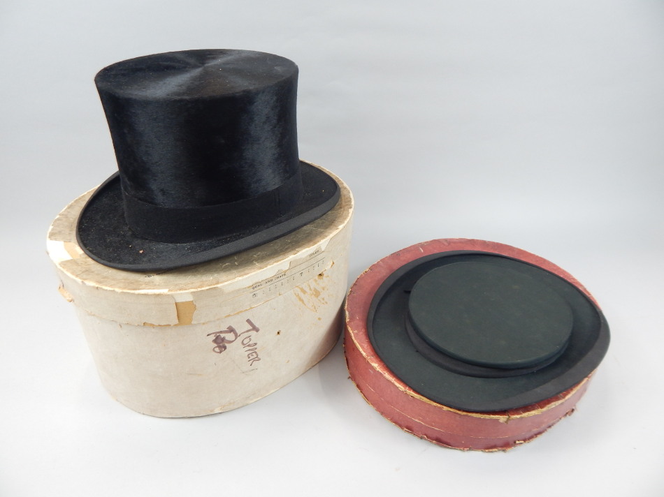 Appraisal: Two top hats each in a fitted case one a