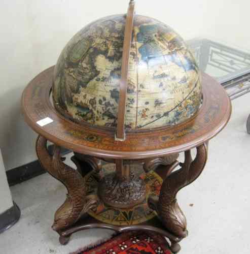 Appraisal: LARGE NAUTICAL WORLD GLOBE BAR a th th century nautical