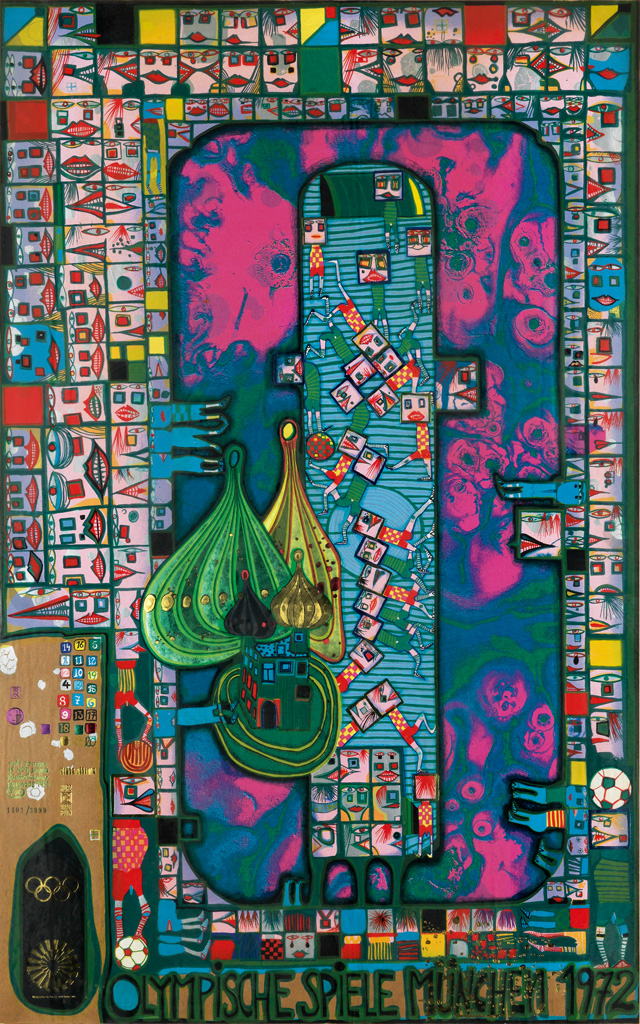 Appraisal: FRIEDENSREICH HUNDERTWASSER Olympische Spiele M nchen Color screeprint with metal