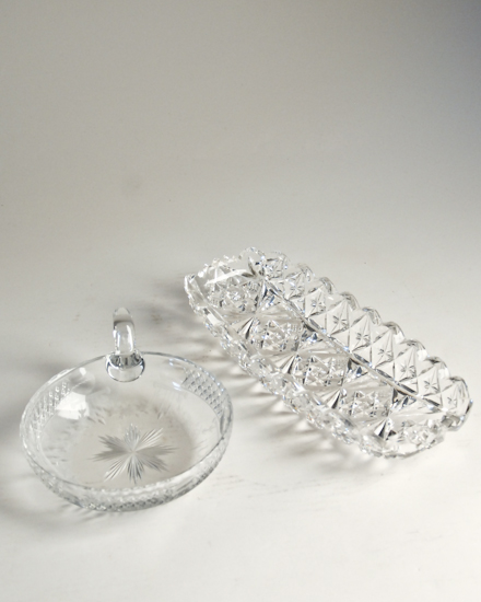 Appraisal: Two Hawkes Cut Glass Pieces a celery dish with scalloped