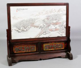 Appraisal: - Chinese Famille Rose Table Screen Famille rose table screen