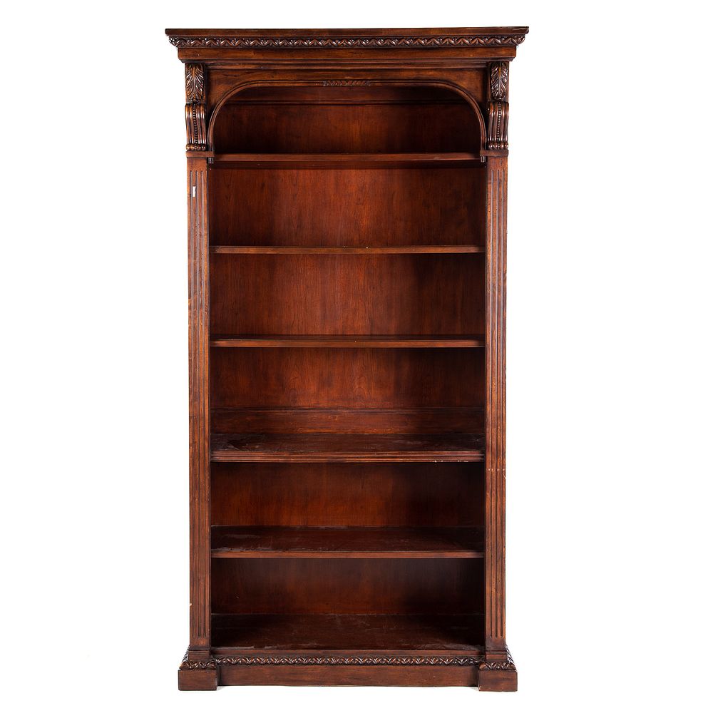 Appraisal: Hekman Classical Style Wood Bookcase With reeded and scroll supports