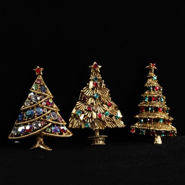 Appraisal: Hollycraft pc Christmas Tree Brooch Pins H