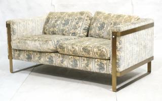 Appraisal: Milo Baughman Steel Frame Sofa Wide Flat Metal f Milo