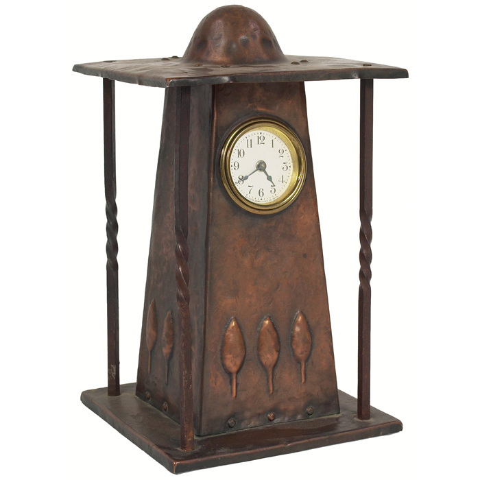 Appraisal: Arts and Crafts clock possibly Stickley Brothers hammered copper with