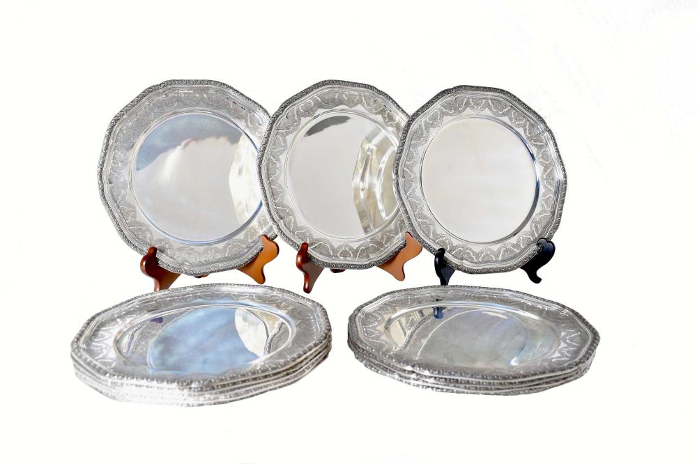 Appraisal: EMILE PUIFORCAT FINE SET TWELVE FRENCH STERLING SILVER SERVICE PLATESIn