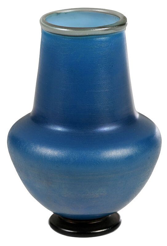 Appraisal: Tiffany Favrile Tel el-Amarna Blue Art Glass Vase American early