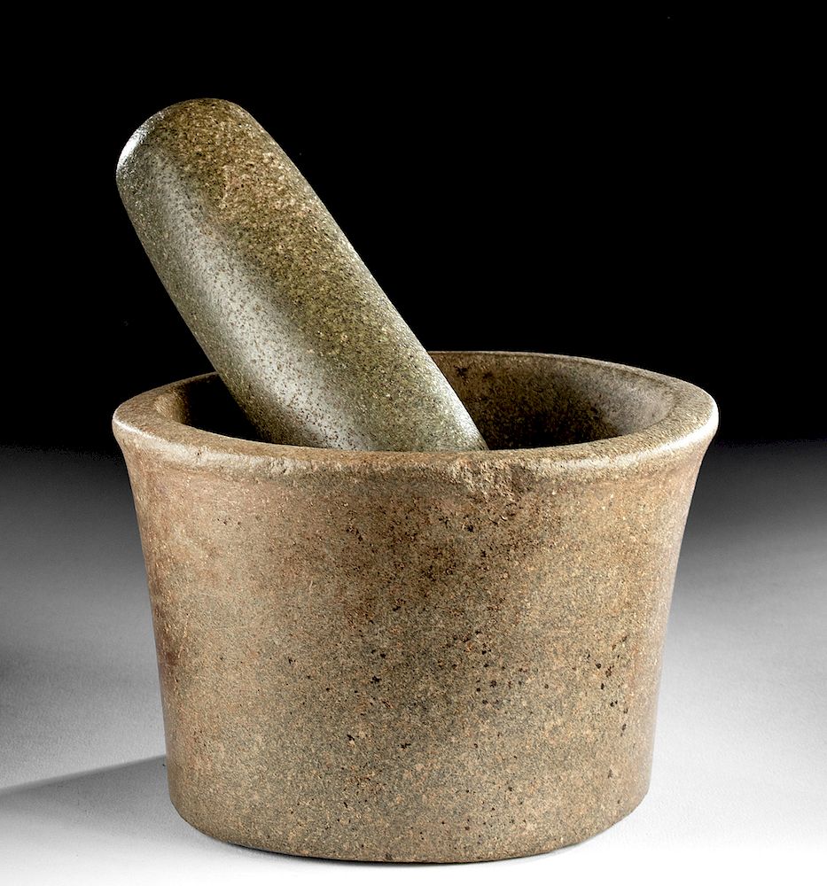 Appraisal: Chavin Greenstone Mortar and Pestle Pre-Columbian North Coast Peru Chavin